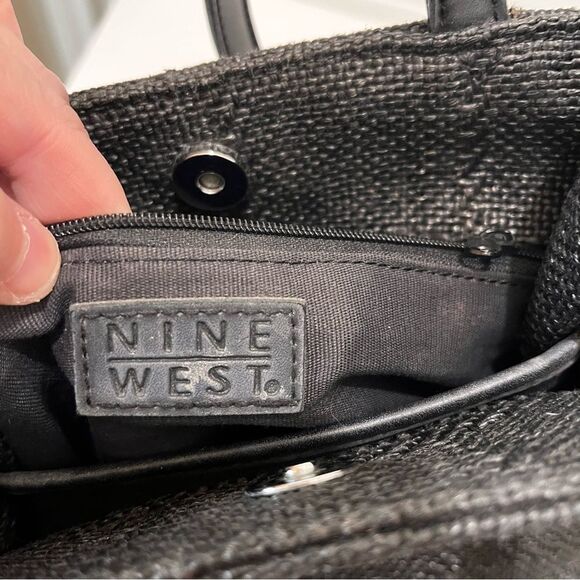 Nine West Black Pebbled Textured Double Strap Snap Button Purse Shoulder Bag 9X9 - Picture 10 of 10